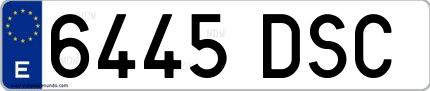 Ejemplo de matrícula de coche ordinaria 6445 DSC