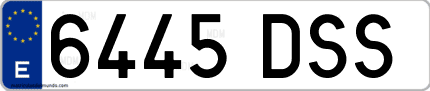 Ejemplo de matrícula de coche ordinaria 6445 DSS