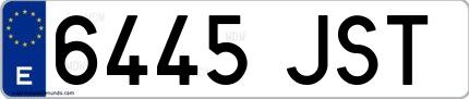 Ejemplo de matrícula española 6445 JST