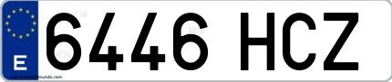 Ejemplo de matrícula española 6446 HCZ
