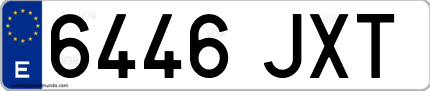 Ejemplo de matrícula de coche ordinaria 6446 JXT