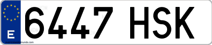Ejemplo de matrícula de coche ordinaria 6447 HSK