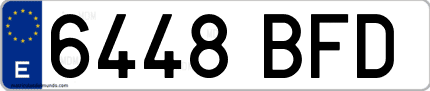 Ejemplo de matrícula de coche ordinaria 6448 BFD