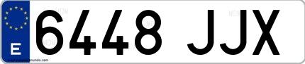 Ejemplo de matrícula española 6448 JJX