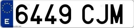Ejemplo de matrícula española 6449 CJM