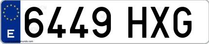 Ejemplo de matrícula española 6449 HXG