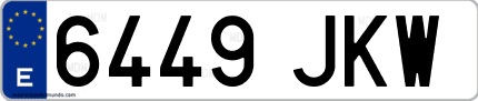 Ejemplo de matrícula de coche ordinaria 6449 JKW