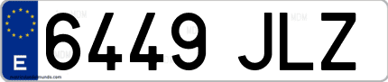 Ejemplo de matrícula de coche ordinaria 6449 JLZ