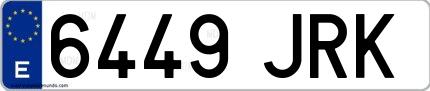 Ejemplo de matrícula española 6449 JRK