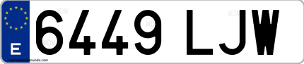 Ejemplo de matrícula de coche ordinaria 6449 LJW