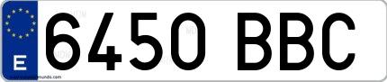 Ejemplo de matrícula española 6450 BBC