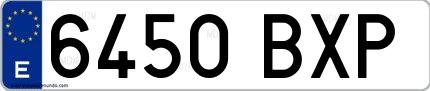 Ejemplo de matrícula española 6450 BXP