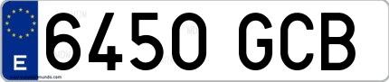 Ejemplo de matrícula española 6450 GCB