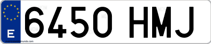 Ejemplo de matrícula de coche ordinaria 6450 HMJ