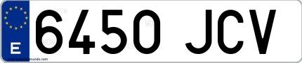 Ejemplo de matrícula de coche ordinaria 6450 JCV
