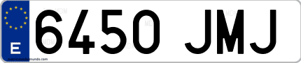 Ejemplo de matrícula de coche ordinaria 6450 JMJ