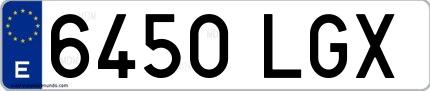Ejemplo de matrícula española 6450 LGX