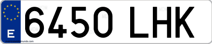 Ejemplo de matrícula de coche ordinaria 6450 LHK