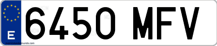 Ejemplo de matrícula de coche ordinaria 6450 MFV