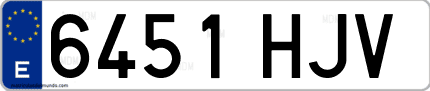 Ejemplo de matrícula de coche ordinaria 6451 HJV