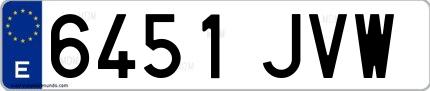 Ejemplo de matrícula española 6451 JVW