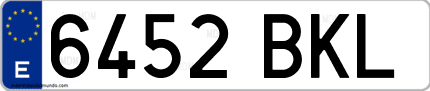 Ejemplo de matrícula de coche ordinaria 6452 BKL
