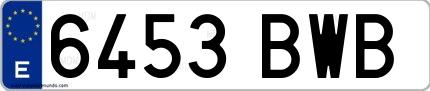 Ejemplo de matrícula española 6453 BWB