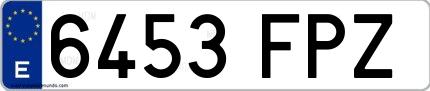 Ejemplo de matrícula española 6453 FPZ