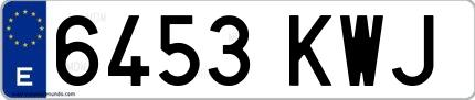 Ejemplo de matrícula española 6453 KWJ