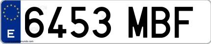 Ejemplo de matrícula española 6453 MBF