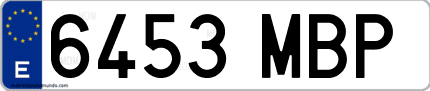 Ejemplo de matrícula de coche ordinaria 6453 MBP