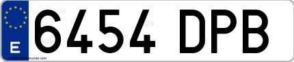 Ejemplo de matrícula española 6454 DPB