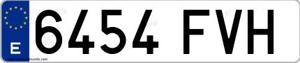 Ejemplo de matrícula española 6454 FVH