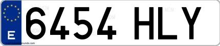 Ejemplo de matrícula española 6454 HLY