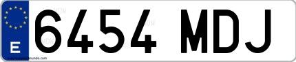 Ejemplo de matrícula española 6454 MDJ