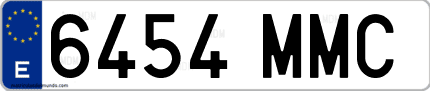 Ejemplo de matrícula de coche ordinaria 6454 MMC
