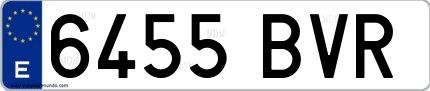 Ejemplo de matrícula española 6455 BVR