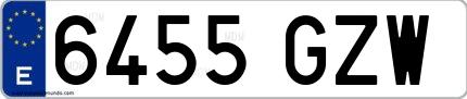 Ejemplo de matrícula española 6455 GZW
