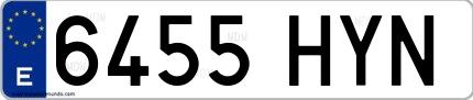Ejemplo de matrícula española 6455 HYN