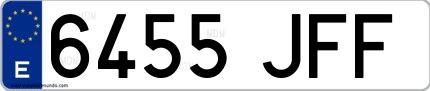 Ejemplo de matrícula española 6455 JFF