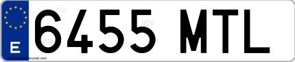 Ejemplo de matrícula española 6455 MTL