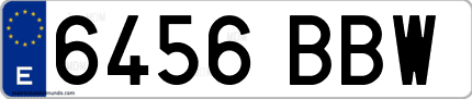 Ejemplo de matrícula de coche ordinaria 6456 BBW