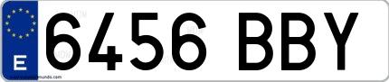 Ejemplo de matrícula española 6456 BBY