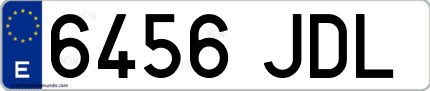 Ejemplo de matrícula de coche ordinaria 6456 JDL