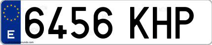 Ejemplo de matrícula española 6456 KHP
