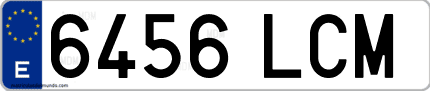 Ejemplo de matrícula de coche ordinaria 6456 LCM
