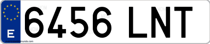 Ejemplo de matrícula de coche ordinaria 6456 LNT
