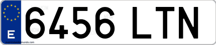Ejemplo de matrícula de coche ordinaria 6456 LTN