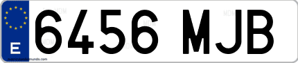 Ejemplo de matrícula de coche ordinaria 6456 MJB