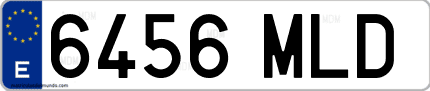 Ejemplo de matrícula de coche ordinaria 6456 MLD